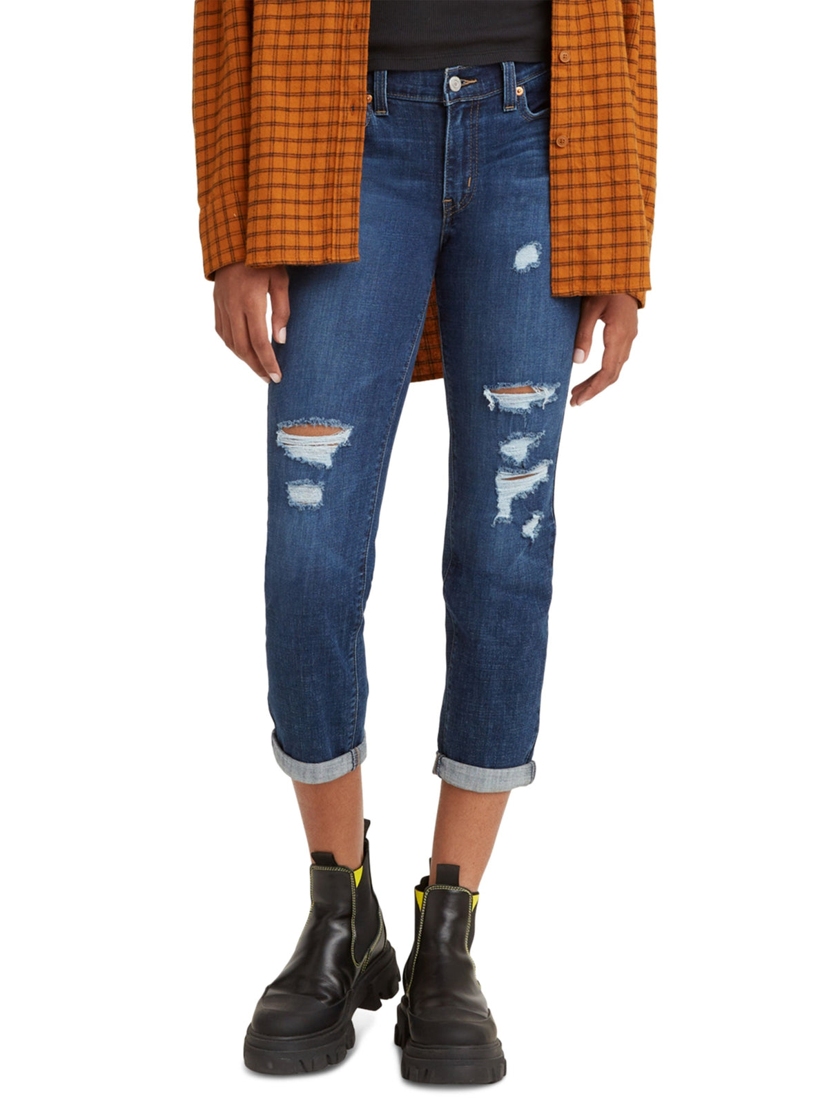 Image for Women's Ripped Washed Boyfriend Jeans,Blue