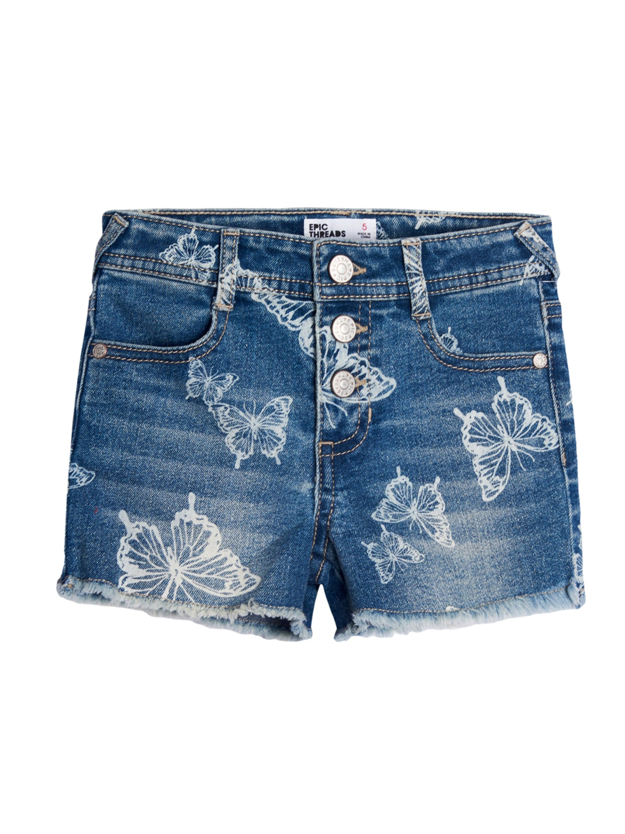 Image for Kids Girl's Butterfly Printed Denim Short,Blue