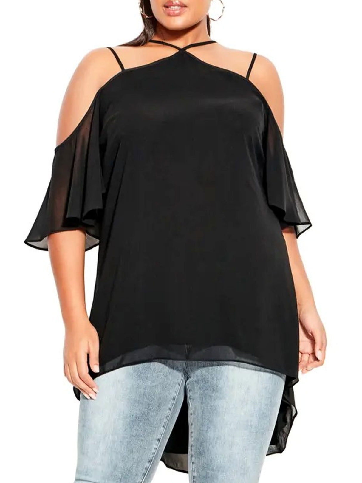 Image for Women's Cold Shoulders Top,Black