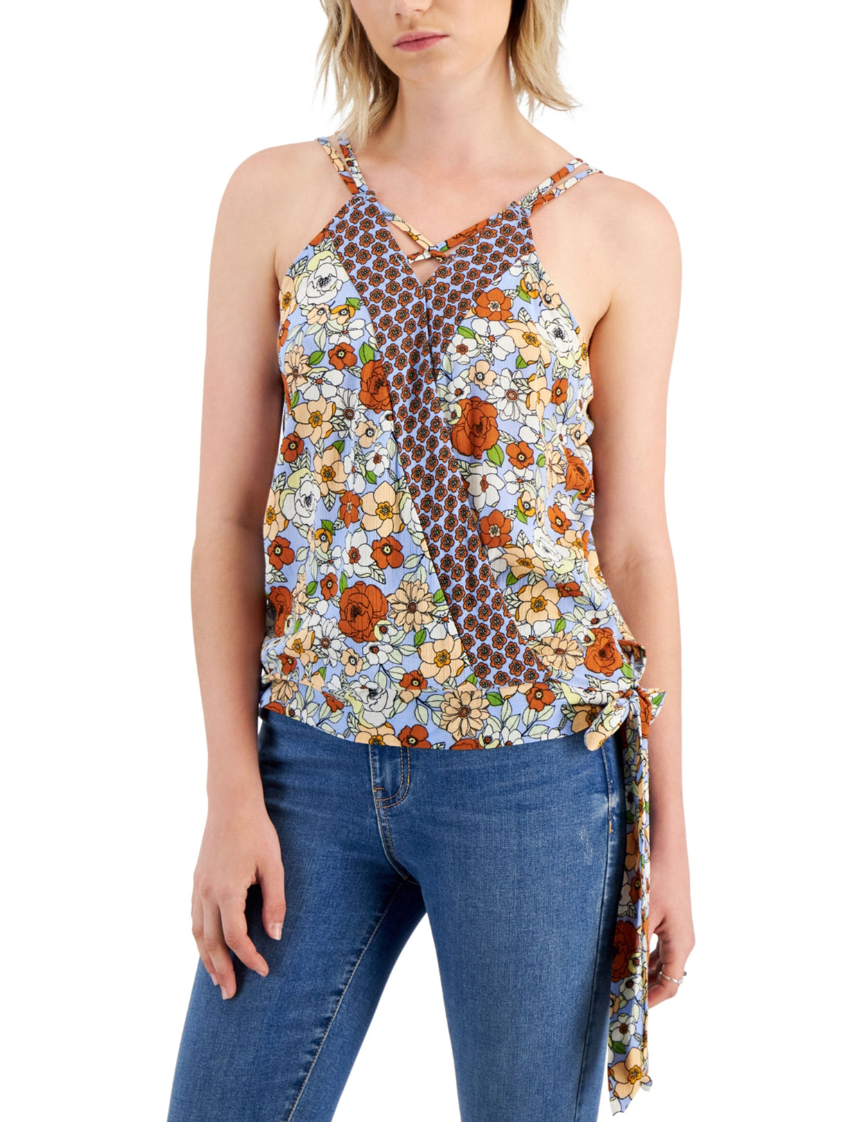 Image for Women's Floral Printed Surplice Top,Multi
