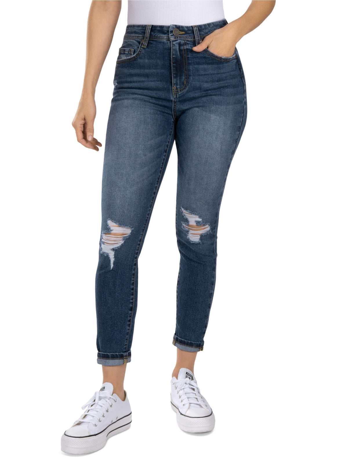 Image for Women's Ripped Washed Jeans,Blue