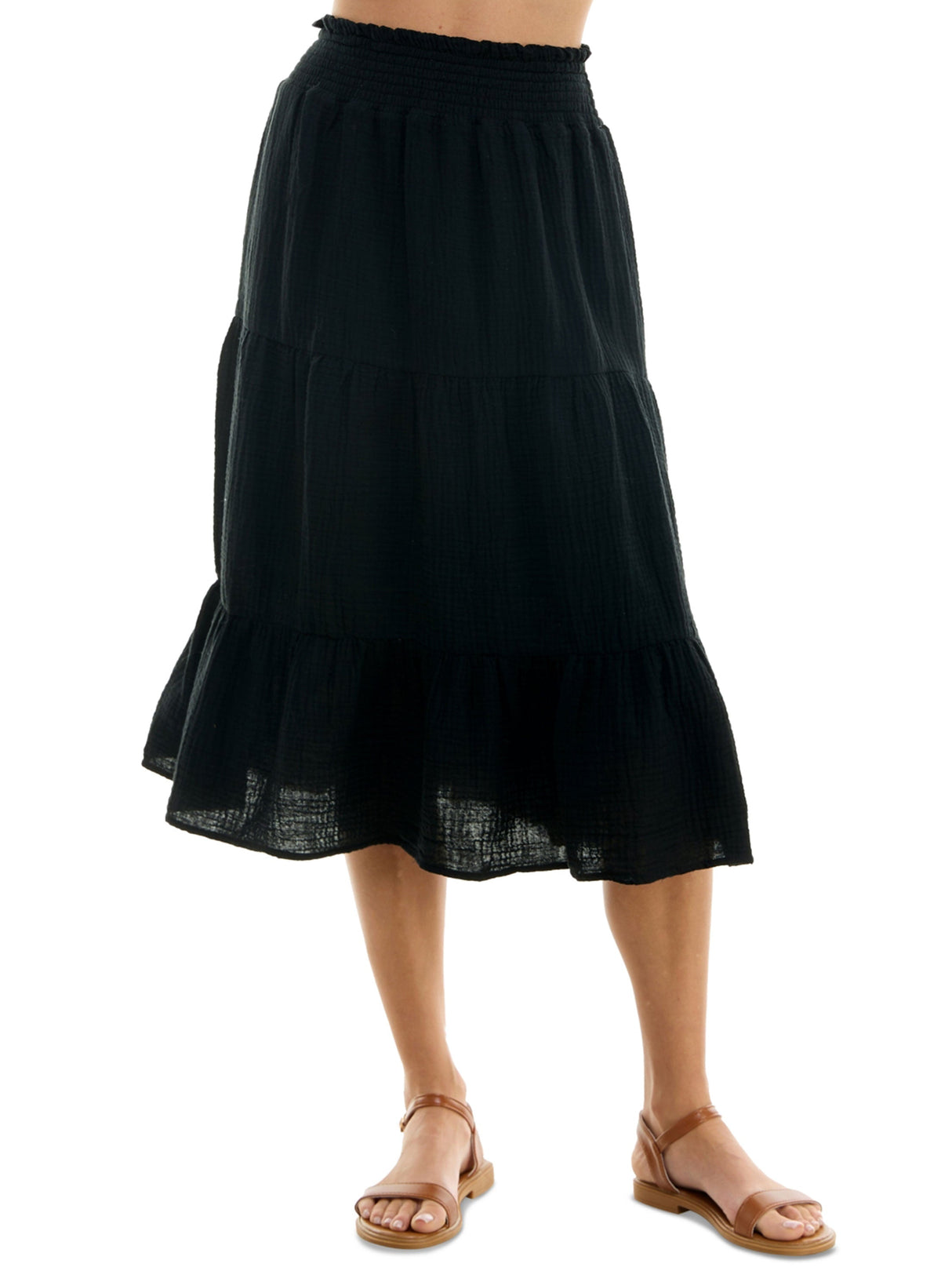 Image for Women's Gauze Tiered Skirt,Black