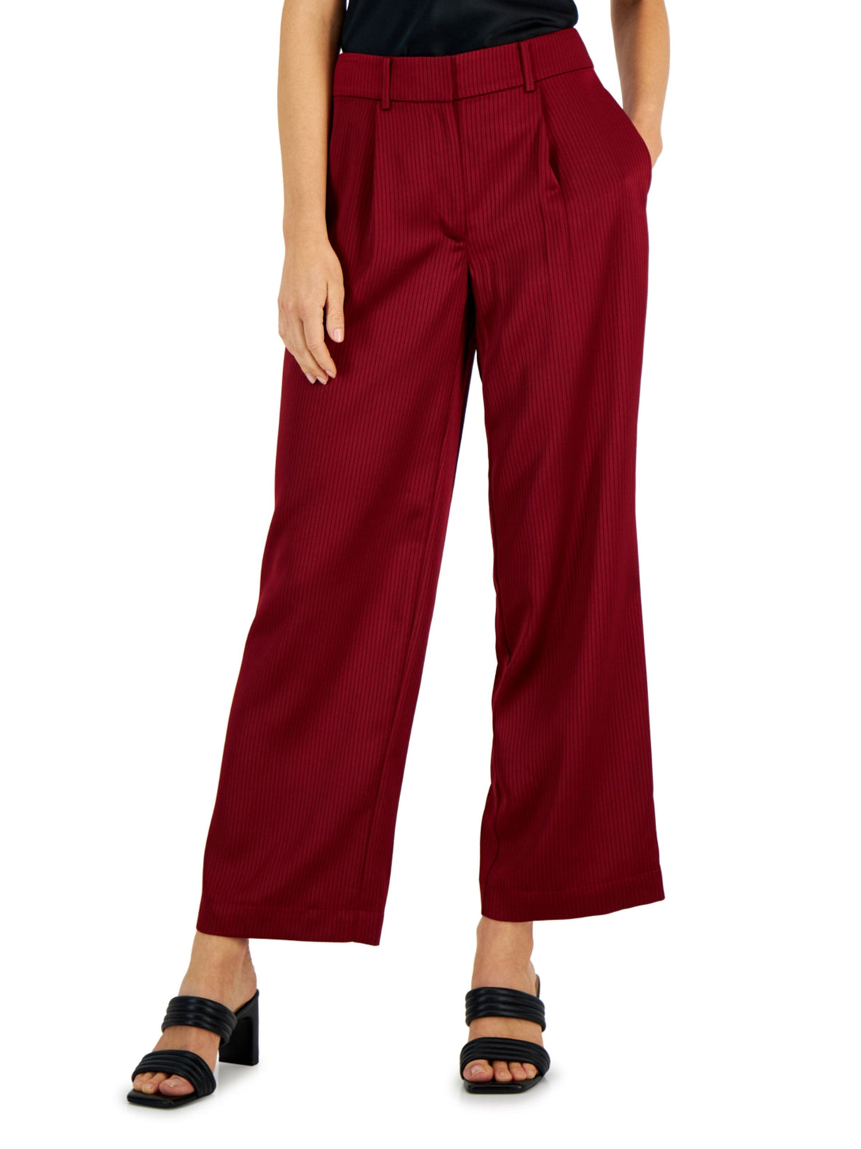 Image for Women's Striped Satin Trousers,Burgundy