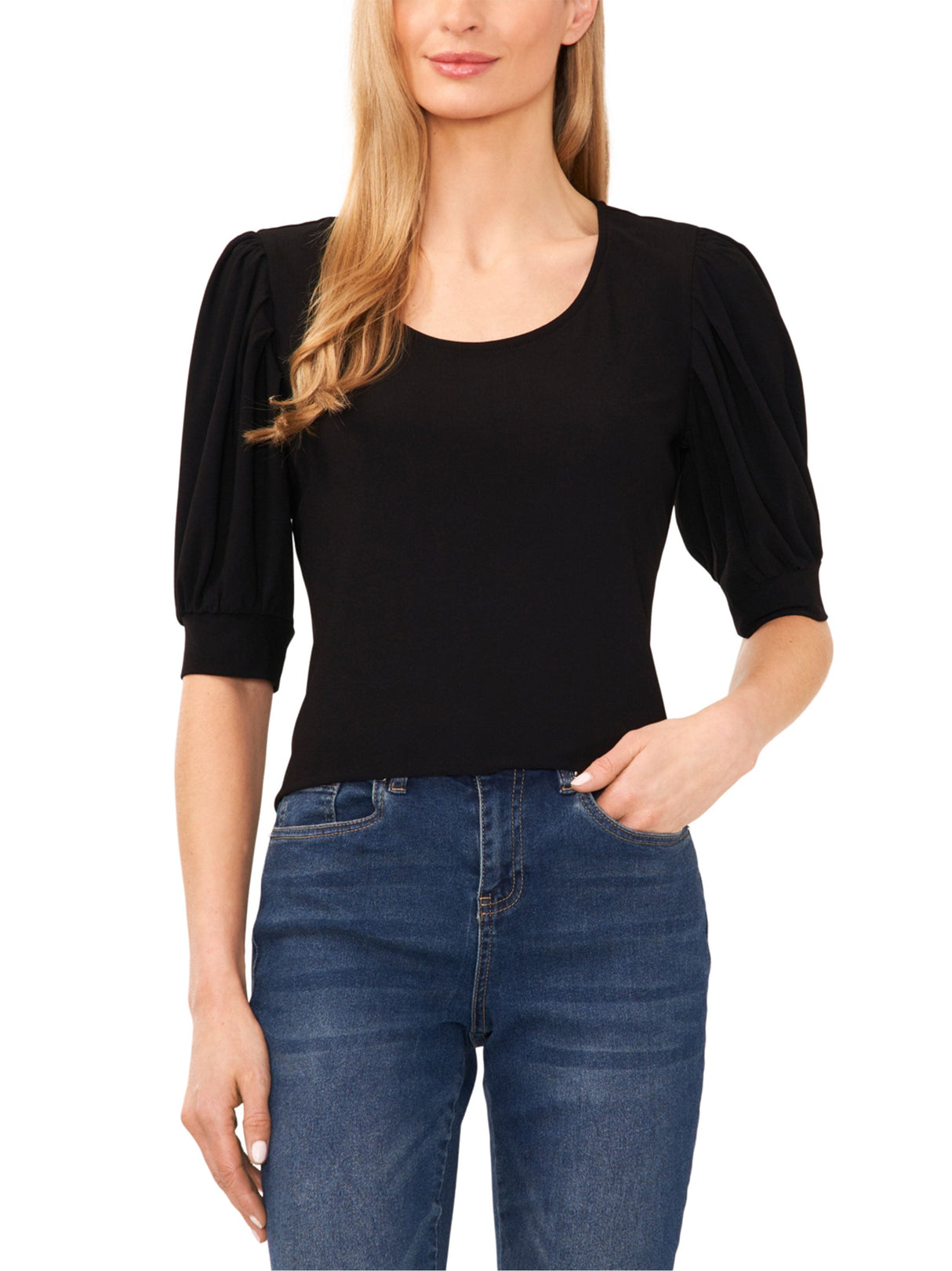 Image for Women's Shirred Knit Top,Black