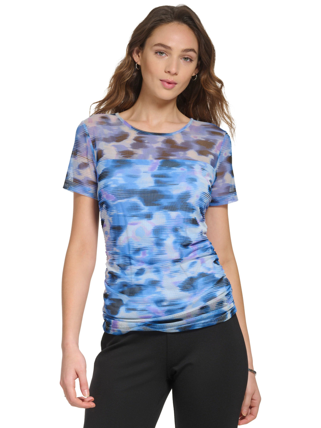 Image for Women's Printed Mesh Top,Blue