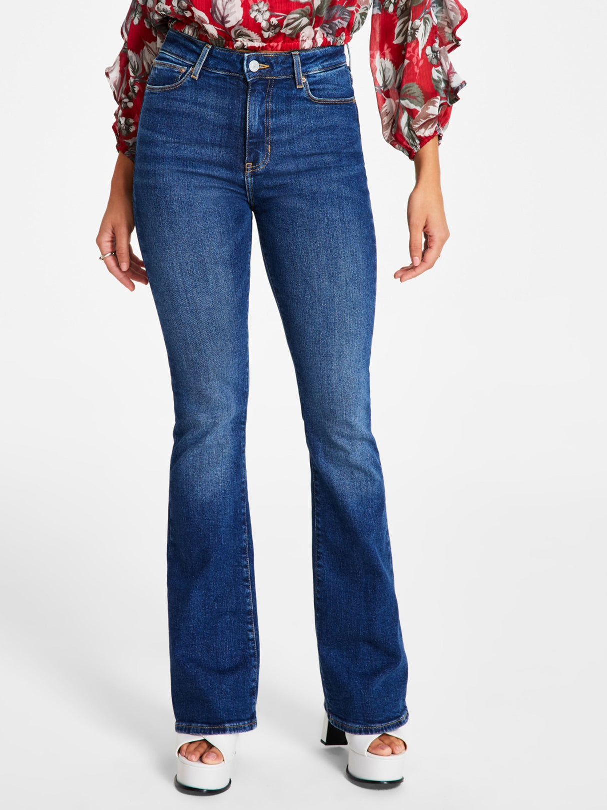 Image for Women's Washed Flare Jeans,Blue