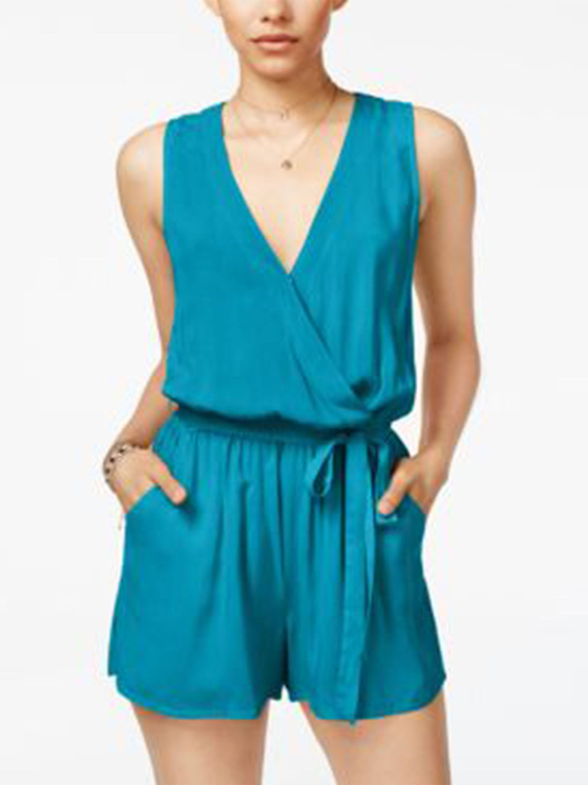 Image for Women's Surplice Romper,Blue