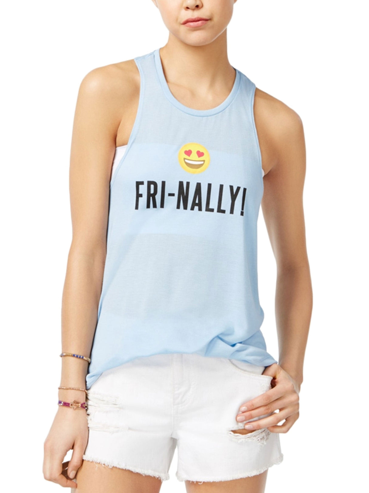 Image for Women's Graphic Printed Tank Top,Light Blue