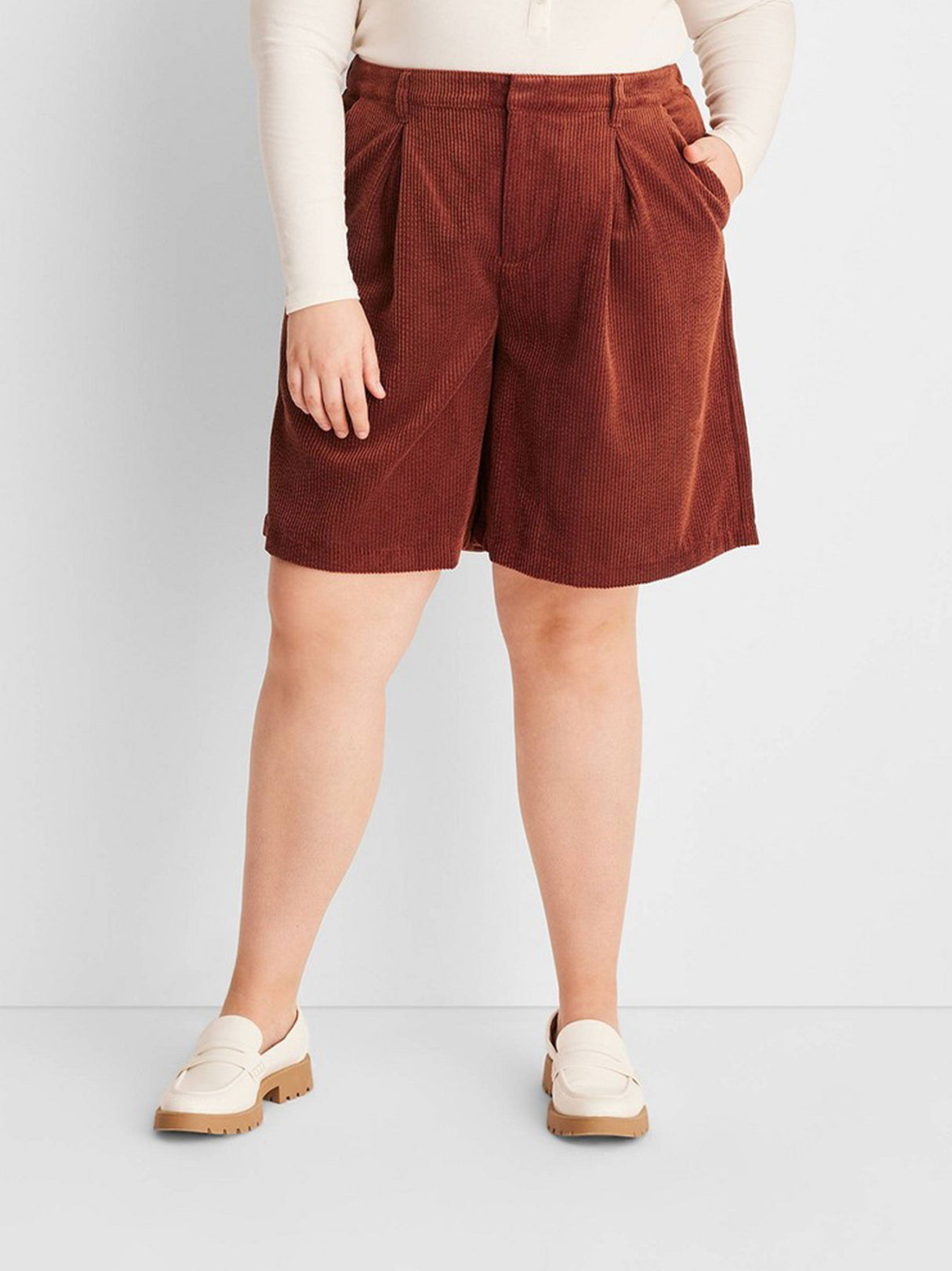Image for Women's Corduroy Shorts,Rust