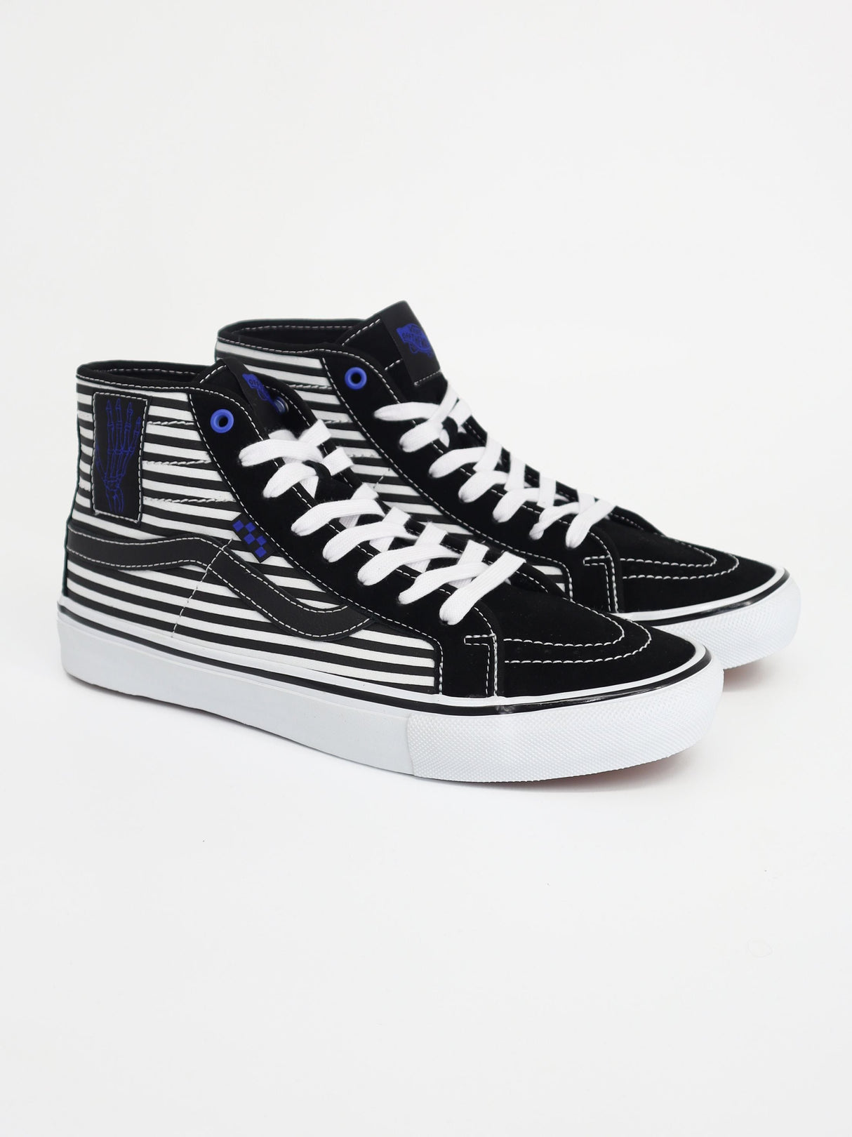 Image for Men's Striped High Sneakers,Black/White