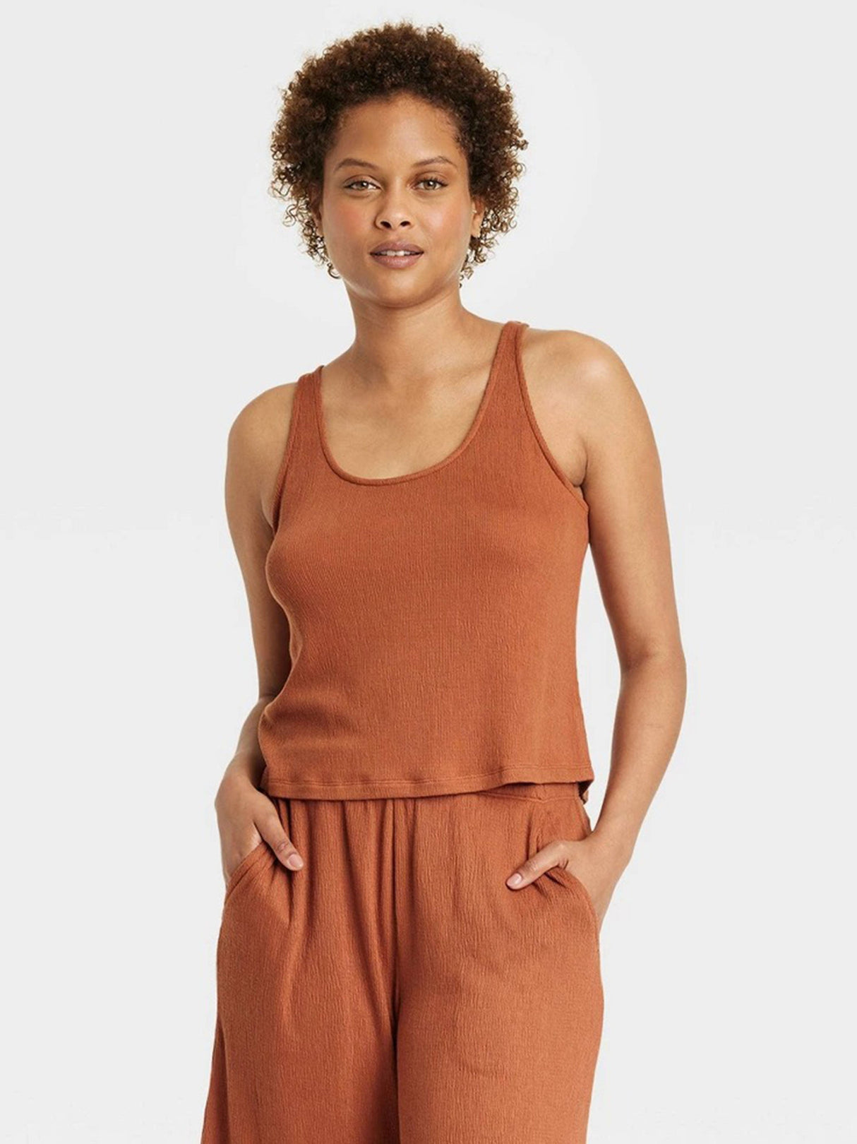 Image for Women's Textured Knit Pajamas Top,Brown