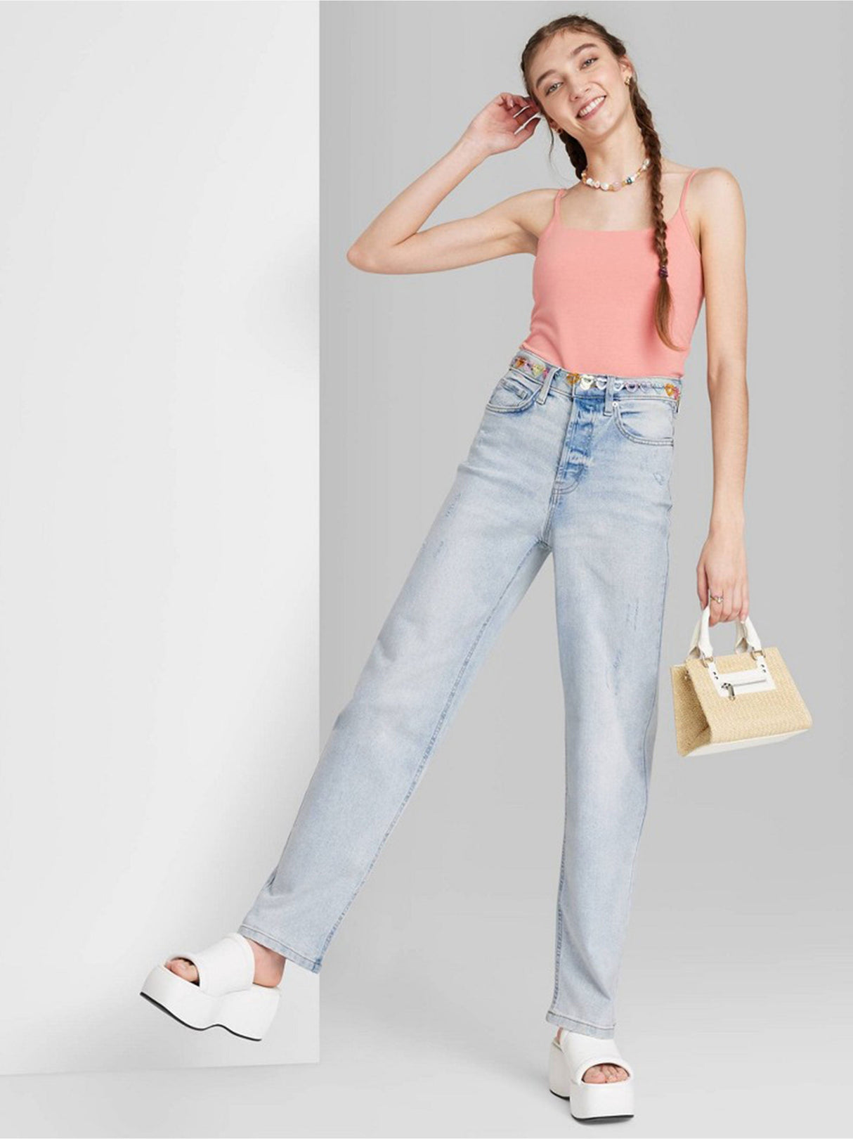 Image for Women's Ripped Washed Jeans,Light Blue