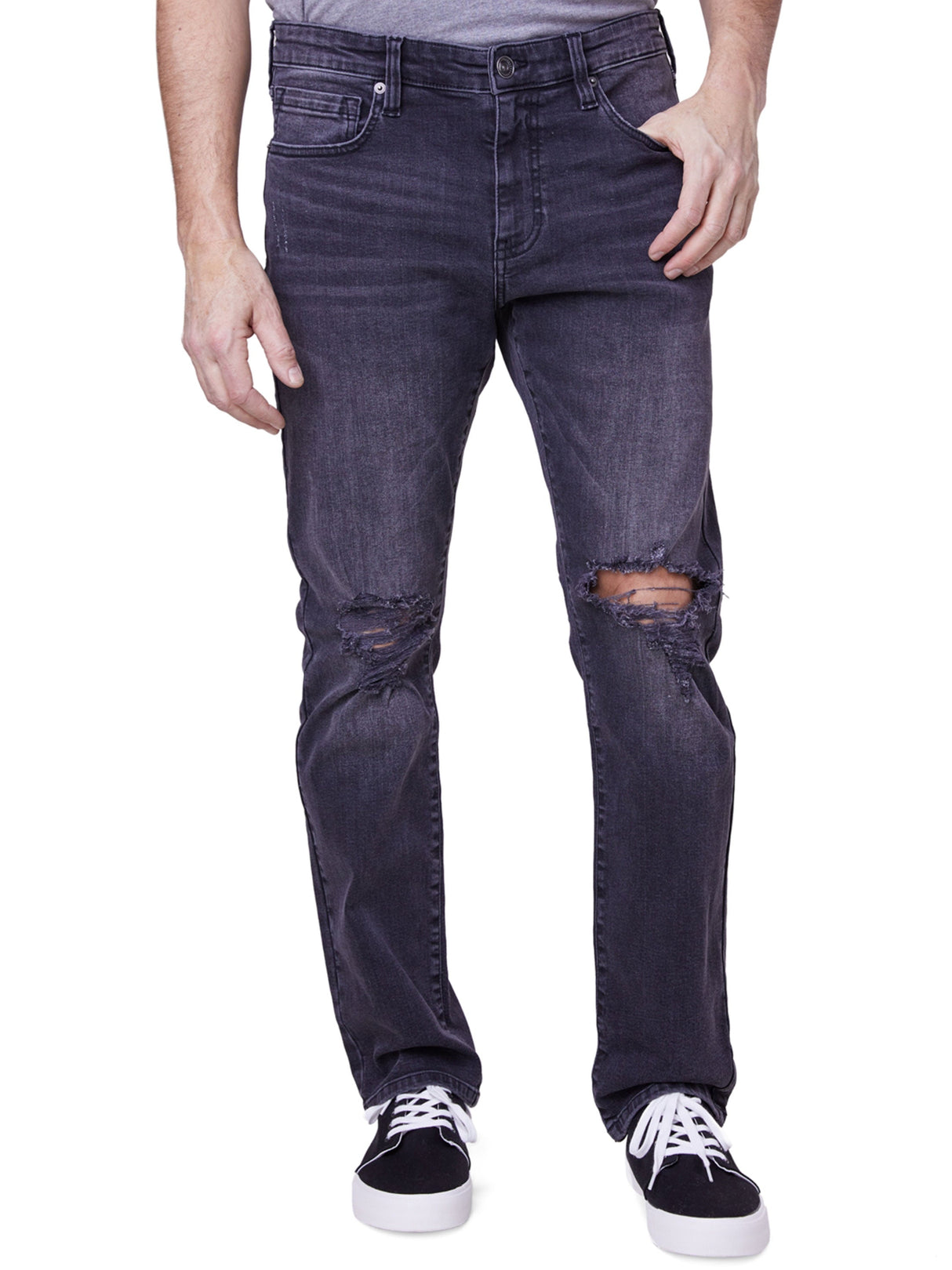 Image for Men's Ripped Washed Jeans,Dark Grey