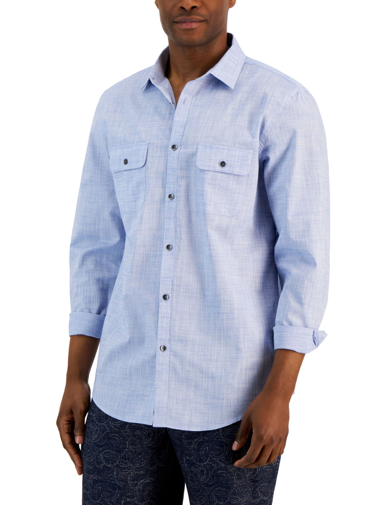 Image for Men's Textured Buttons Down Shirt,Light Blue