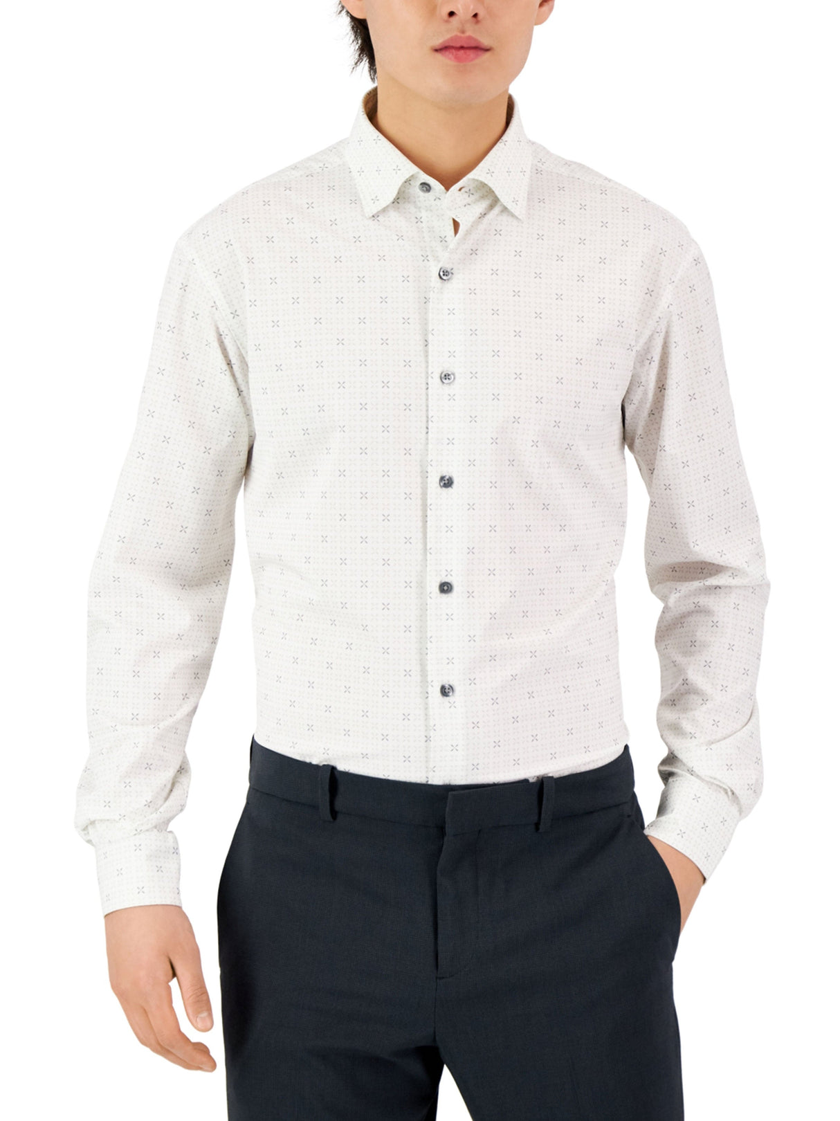 Image for Men's Geo Printed Buttons Down Shirt,White