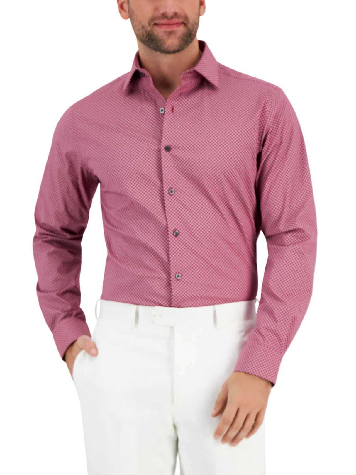 Image for Men's Puzzle Printed Buttons Down Shirt,Dark Rose