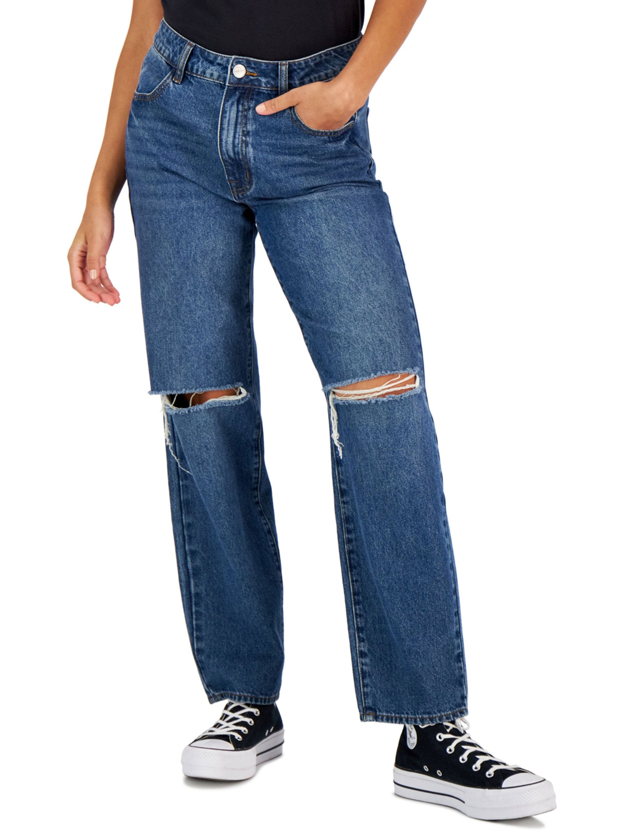 Image for Women's Ripped Washed Jeans,Blue