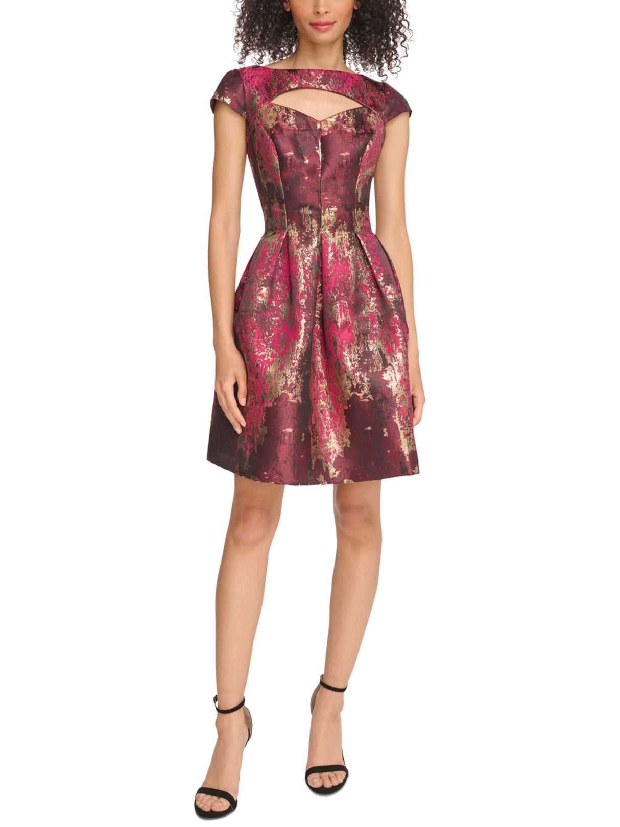Image for Women's Textured Cutout Dress,Burgundy