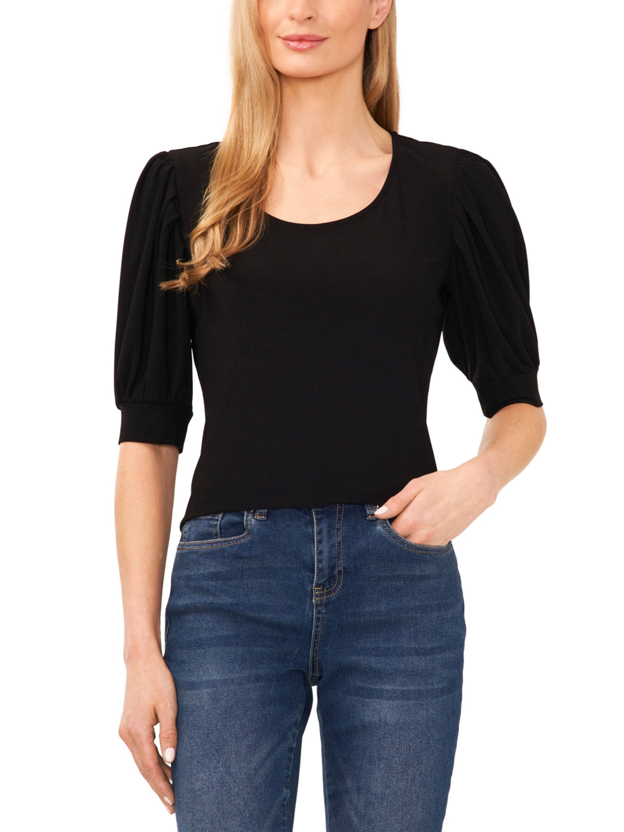 Image for Women's Puff Sleeve Top,Black