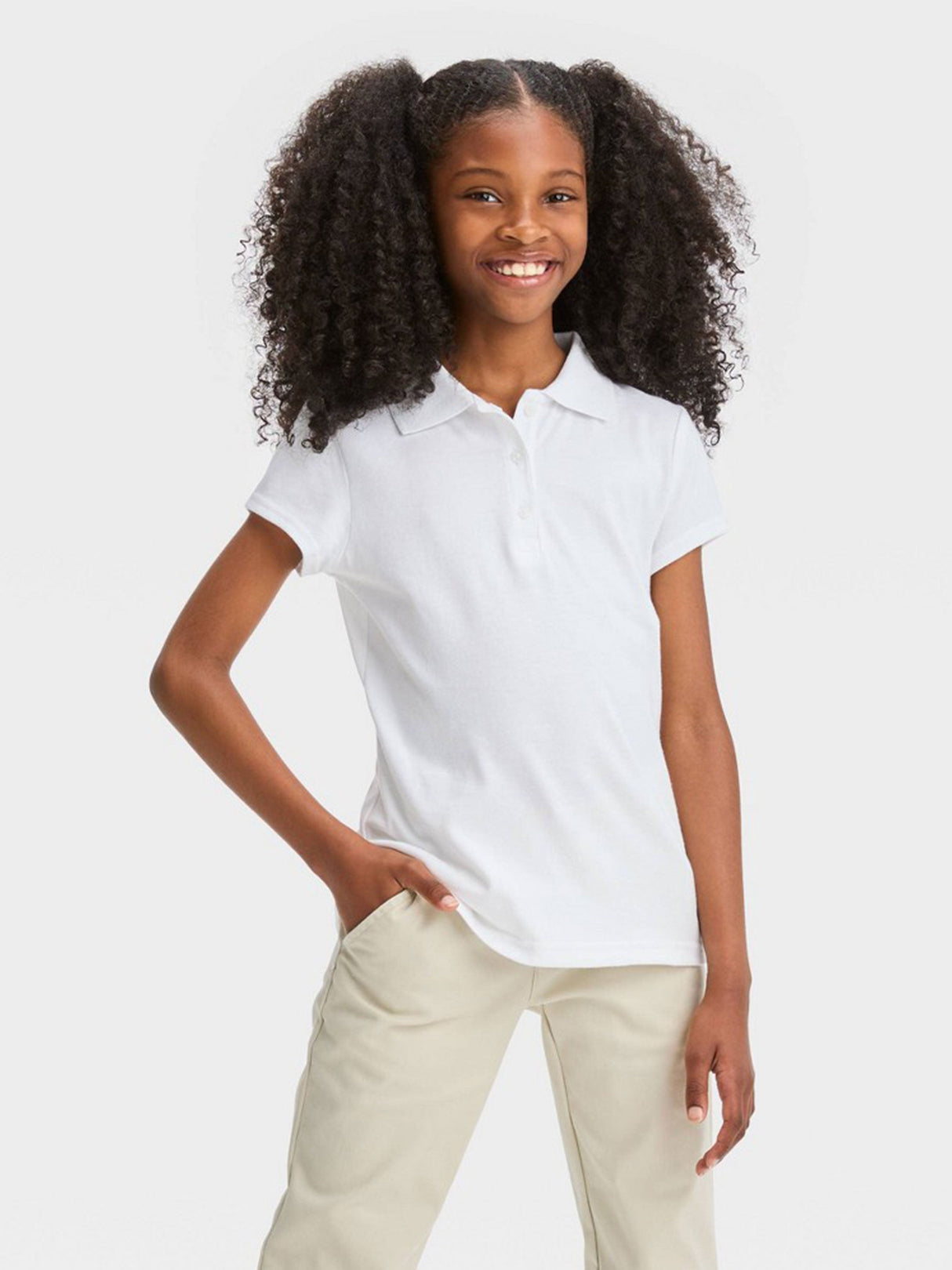 Image for Kids Girl's Plain Polo T-Shirt,White
