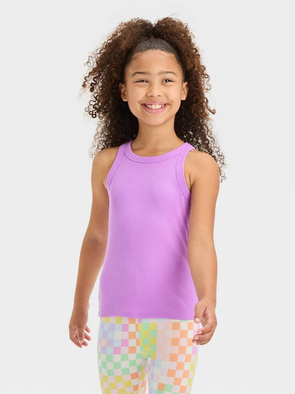 Image for Kids Girl's Ribbed Tank Top,Purple