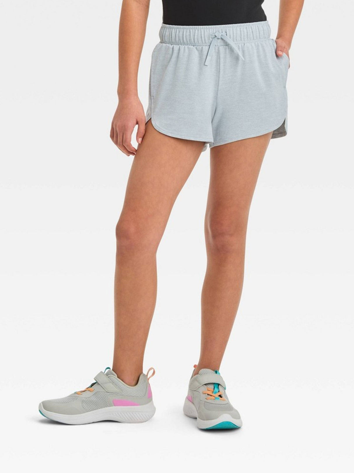 Image for Kids Girl's Plain Sports Shorts,Light Grey