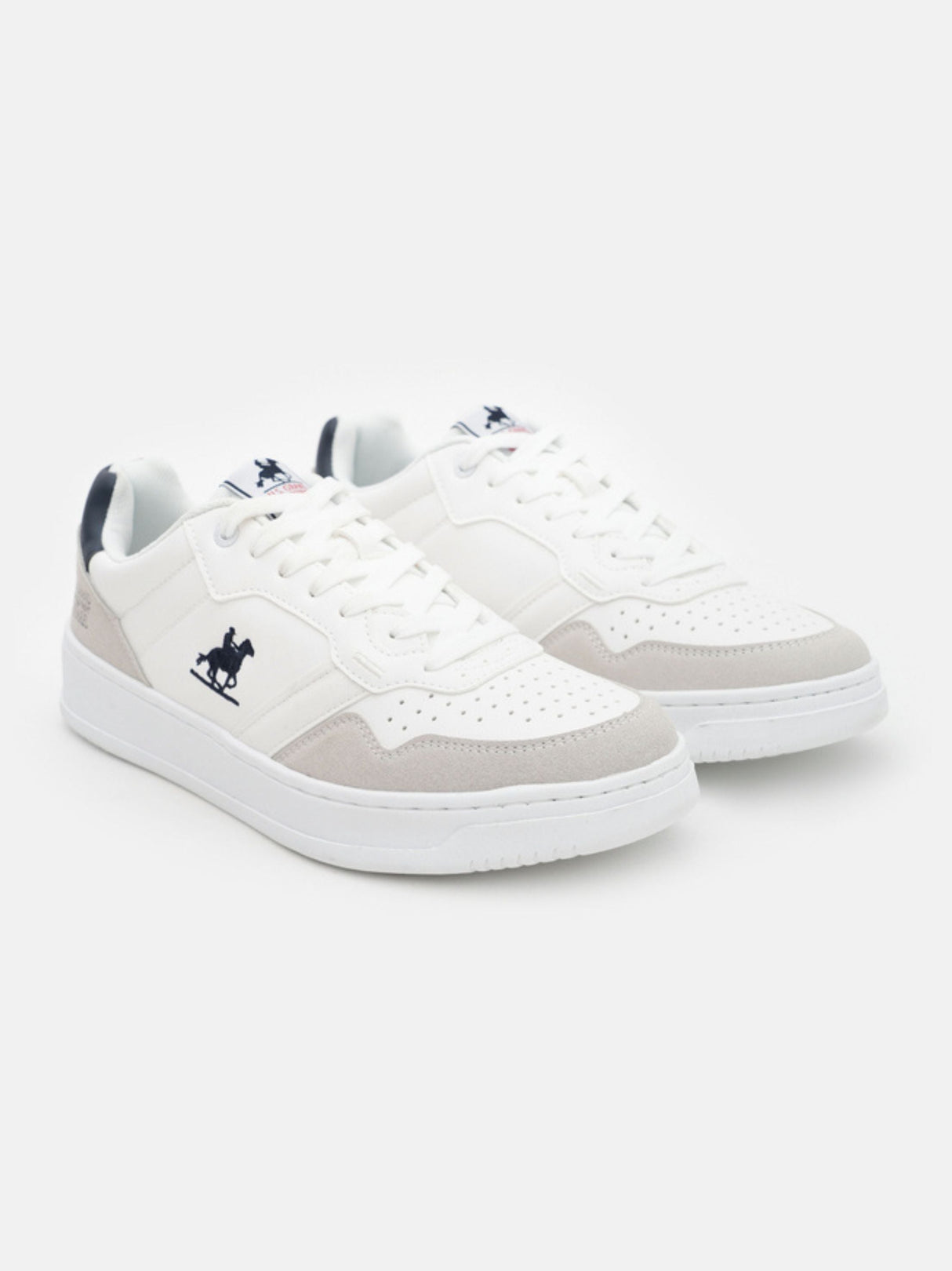 Image for Men's Brand Logo Embroidered Sneakers,White