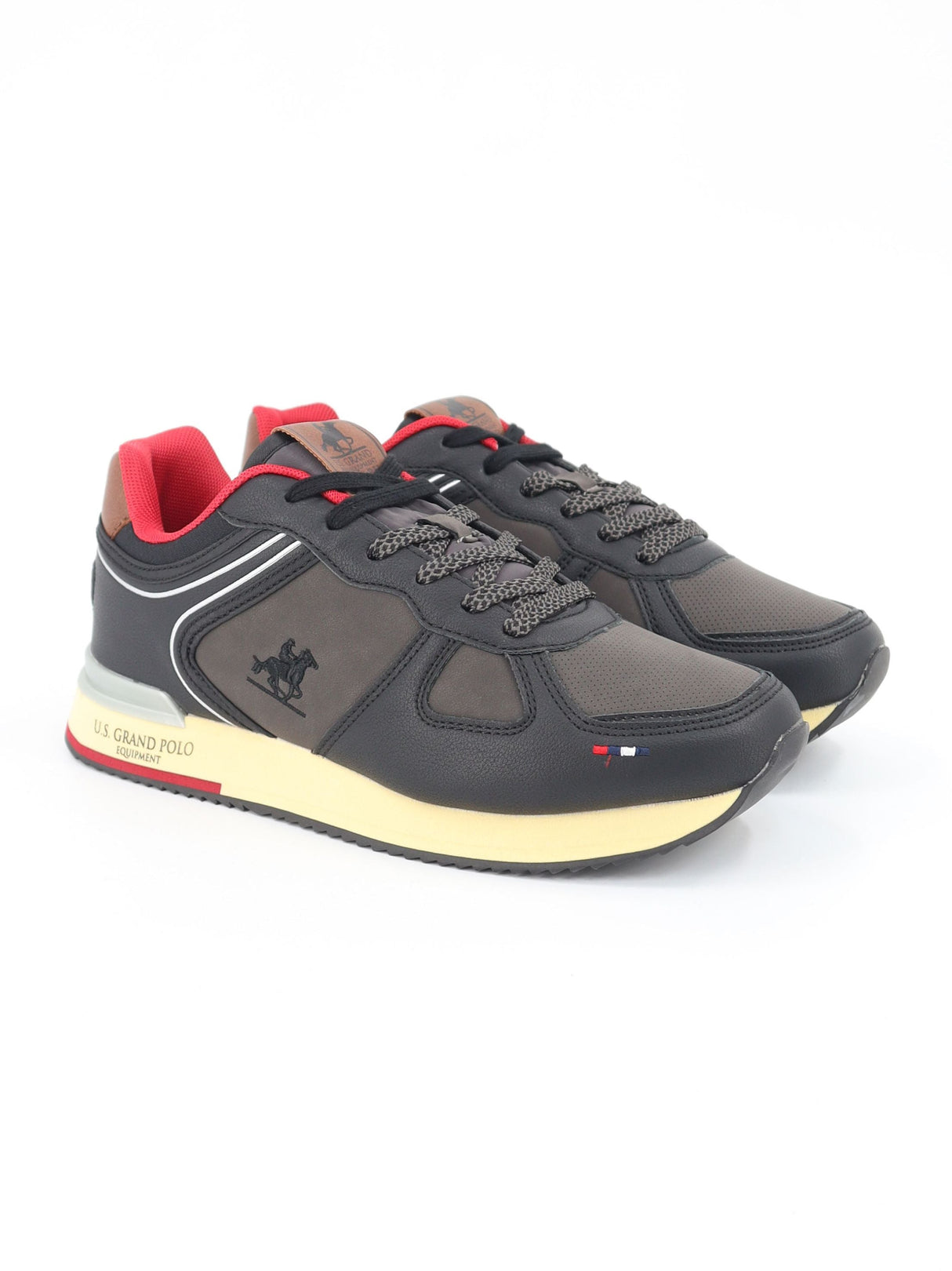 Image for Men's Brand Logo Embroidered Sneakers,Black/Brown