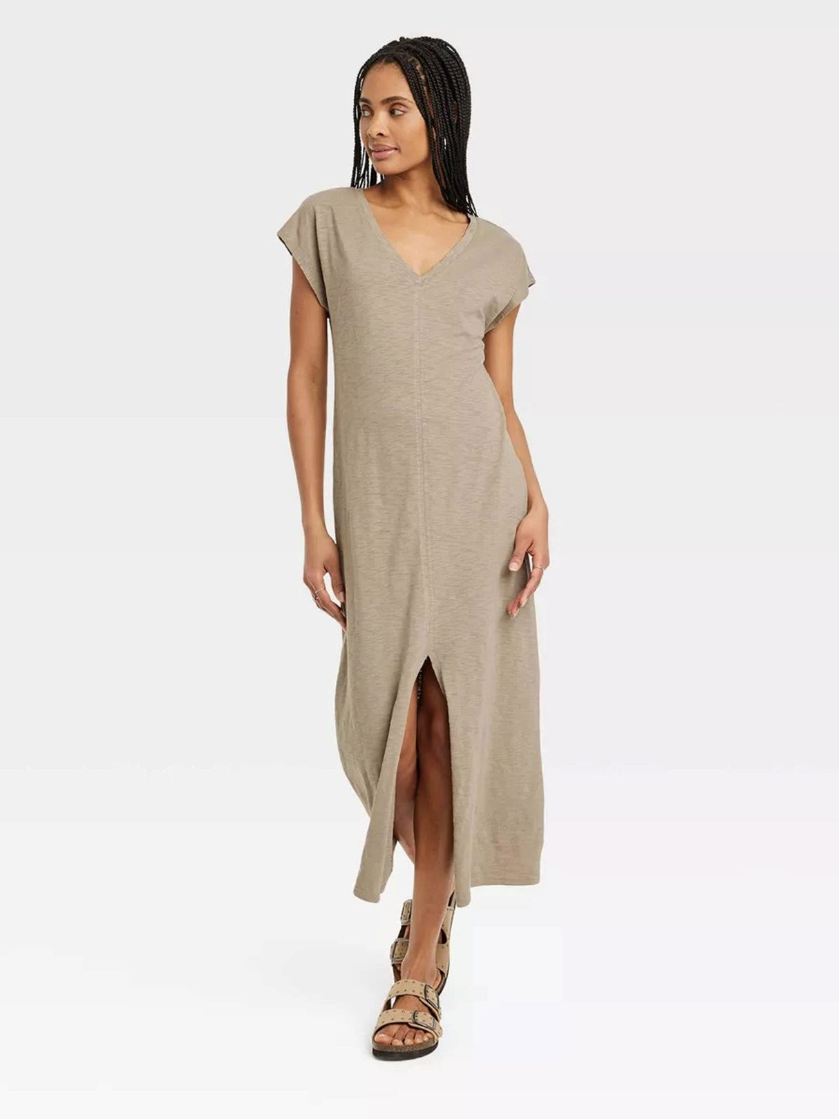 Image for Women's Plain Shirt Dress,Light Olive