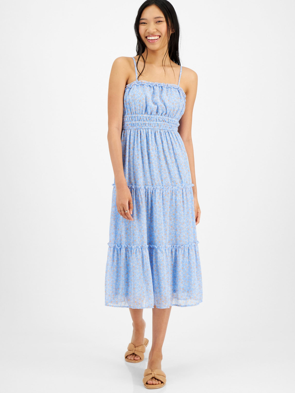Image for Women's Printed Tiered Dress,Blue
