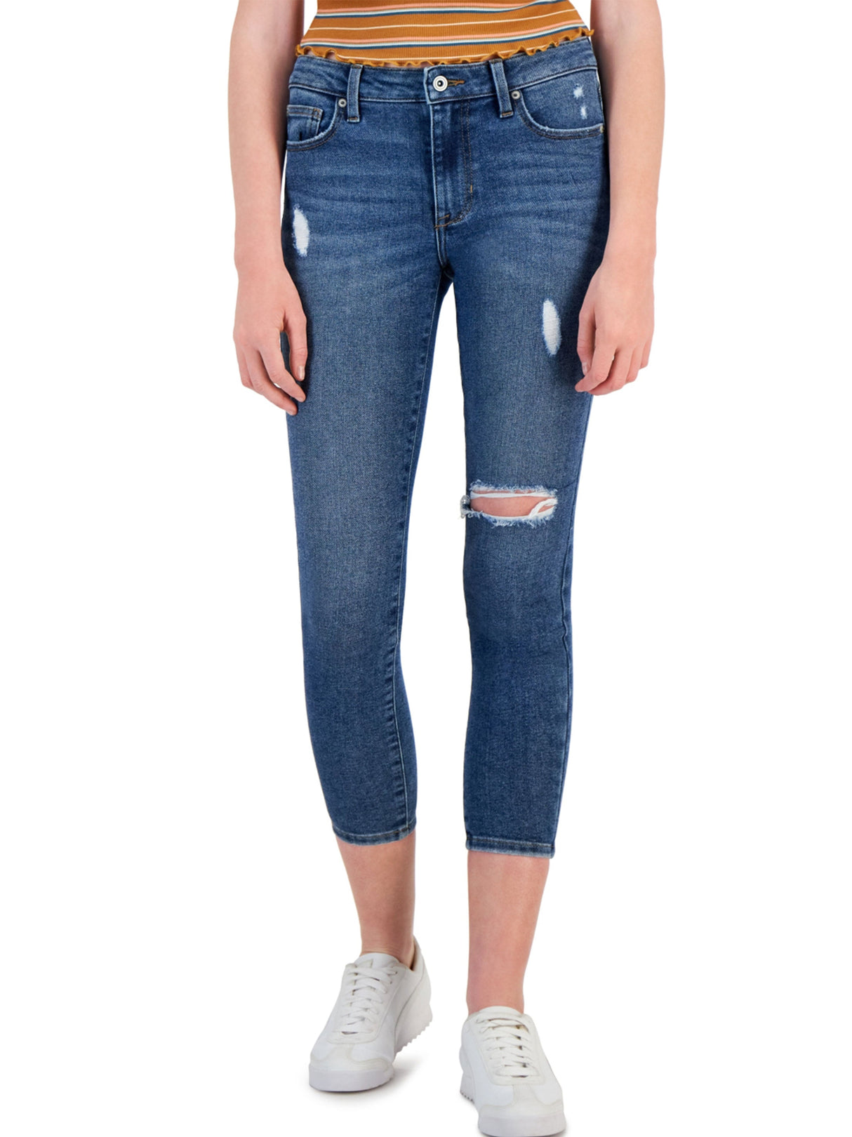 Image for Women's Ripped Cropped Ankle Jeans,Blue