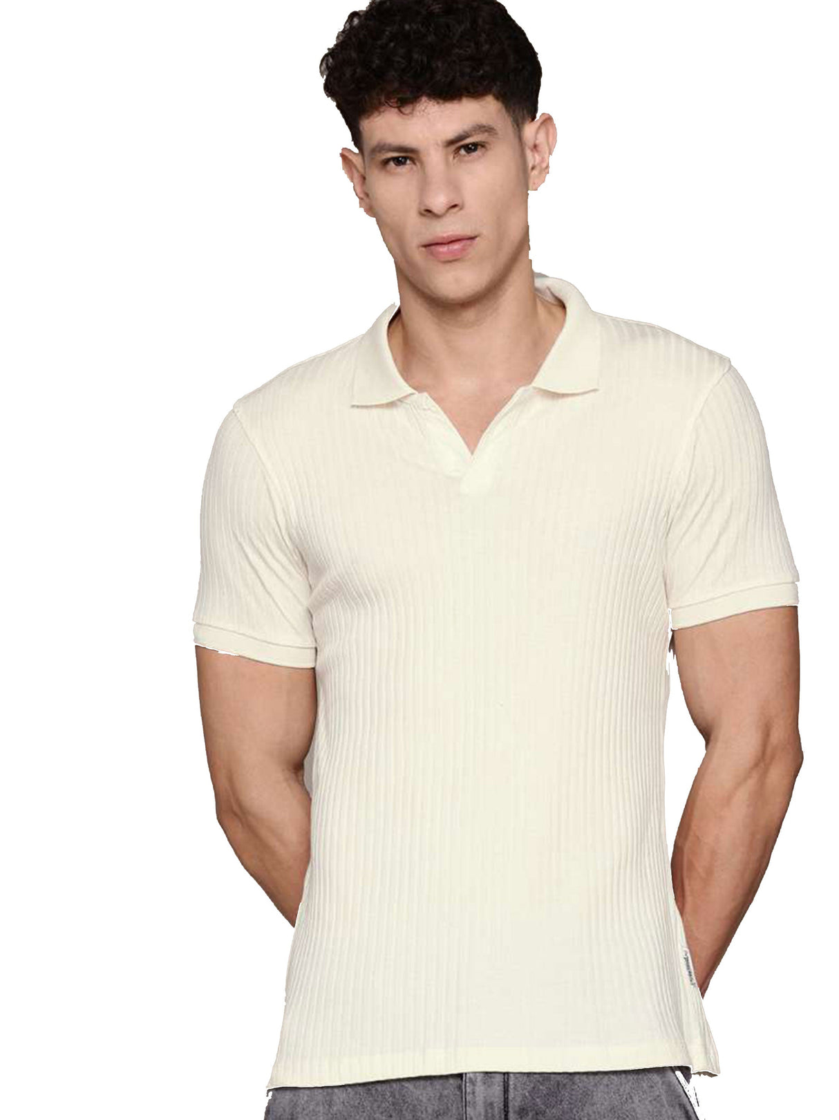 Image for Men's Ribbed Polo T-Shirt,White