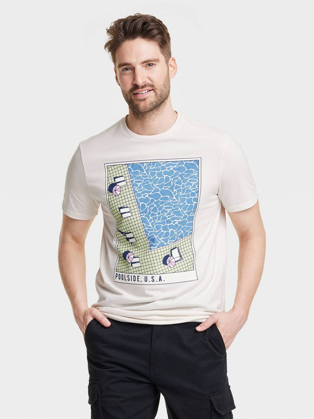 Image for Men's Graphic Printed T-Shirt,Cream