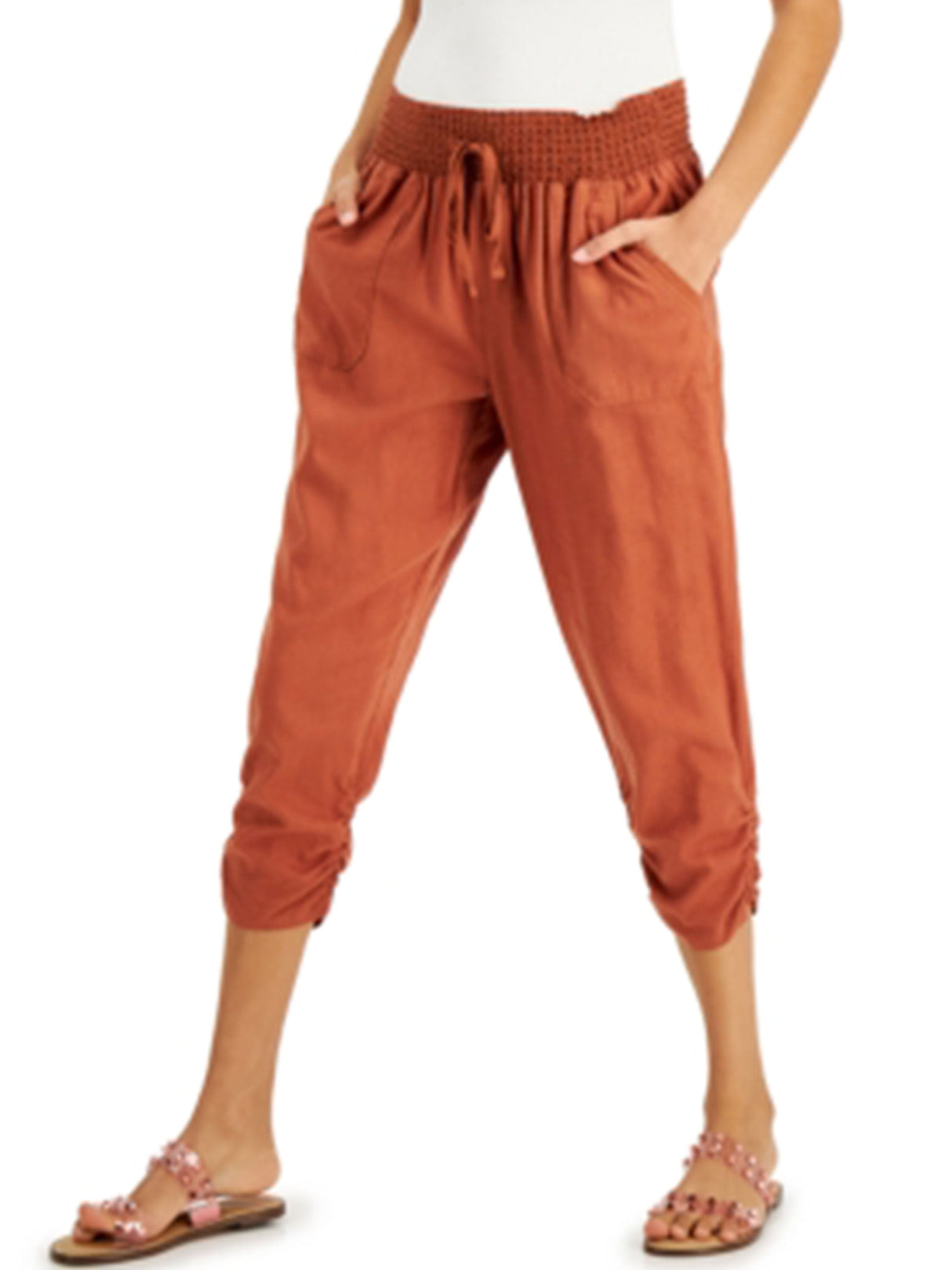 Image for Women's Ruched-Hem Jogger Pants,Rust