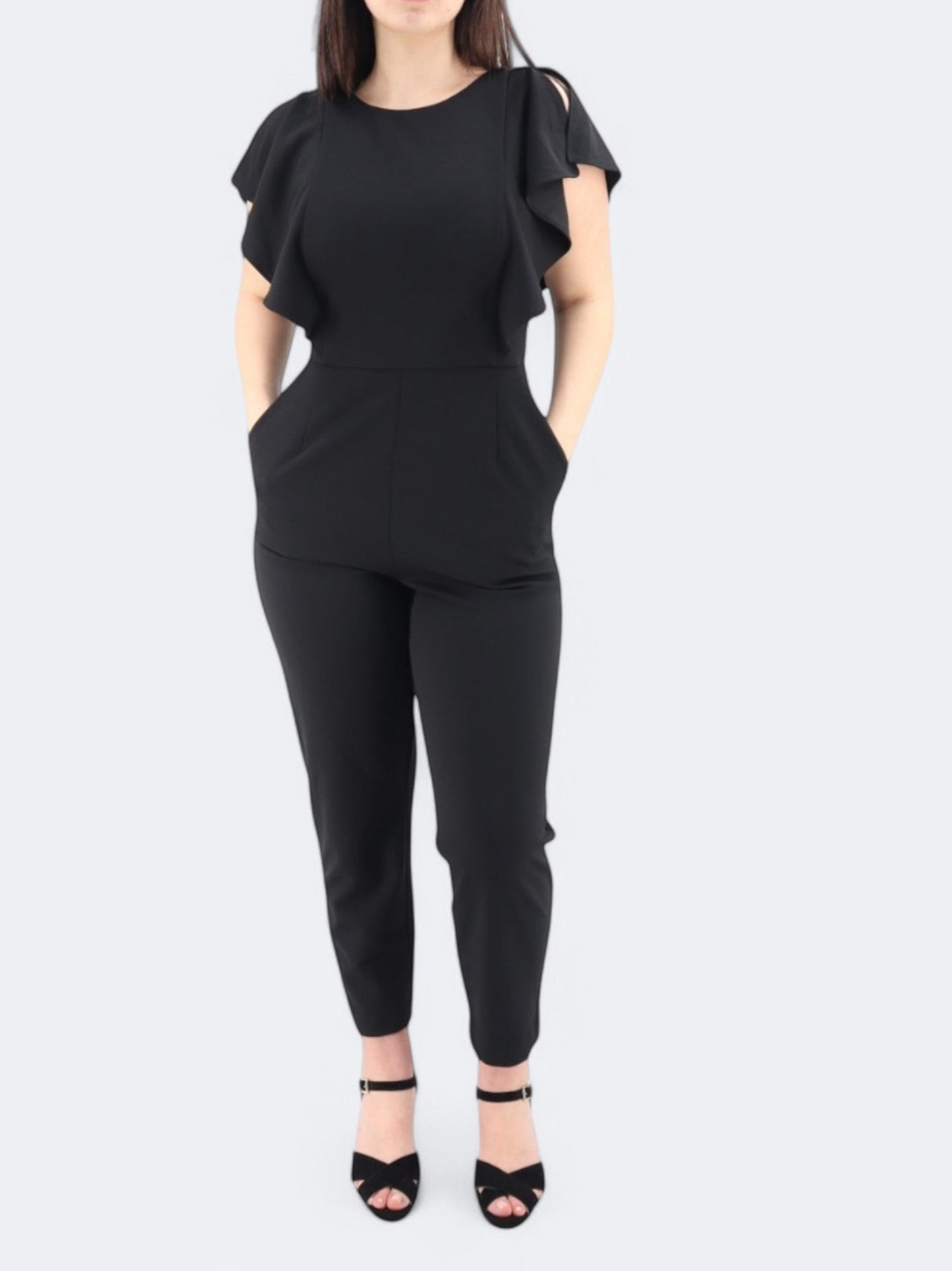 Image for Women's Ruffled Sleeves Jumpsuit,Black