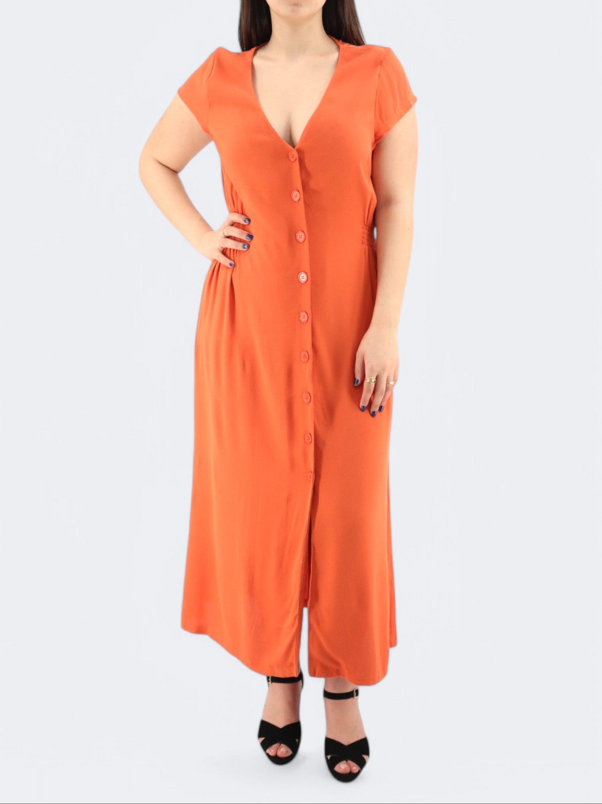 Image for Women's Buttons Down Dress,Orange