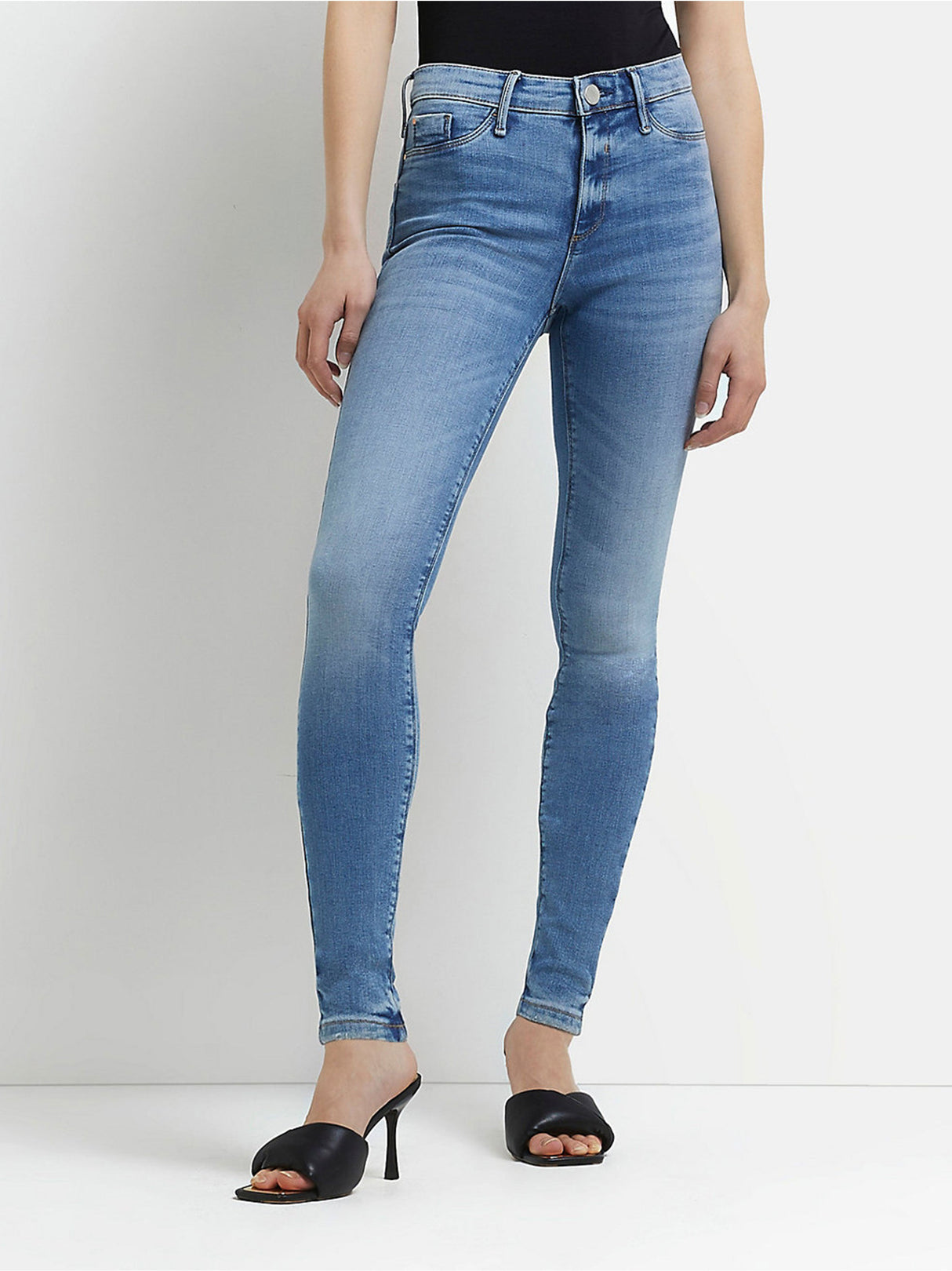 Image for Women's Washed Skinny Jeans,Light Blue