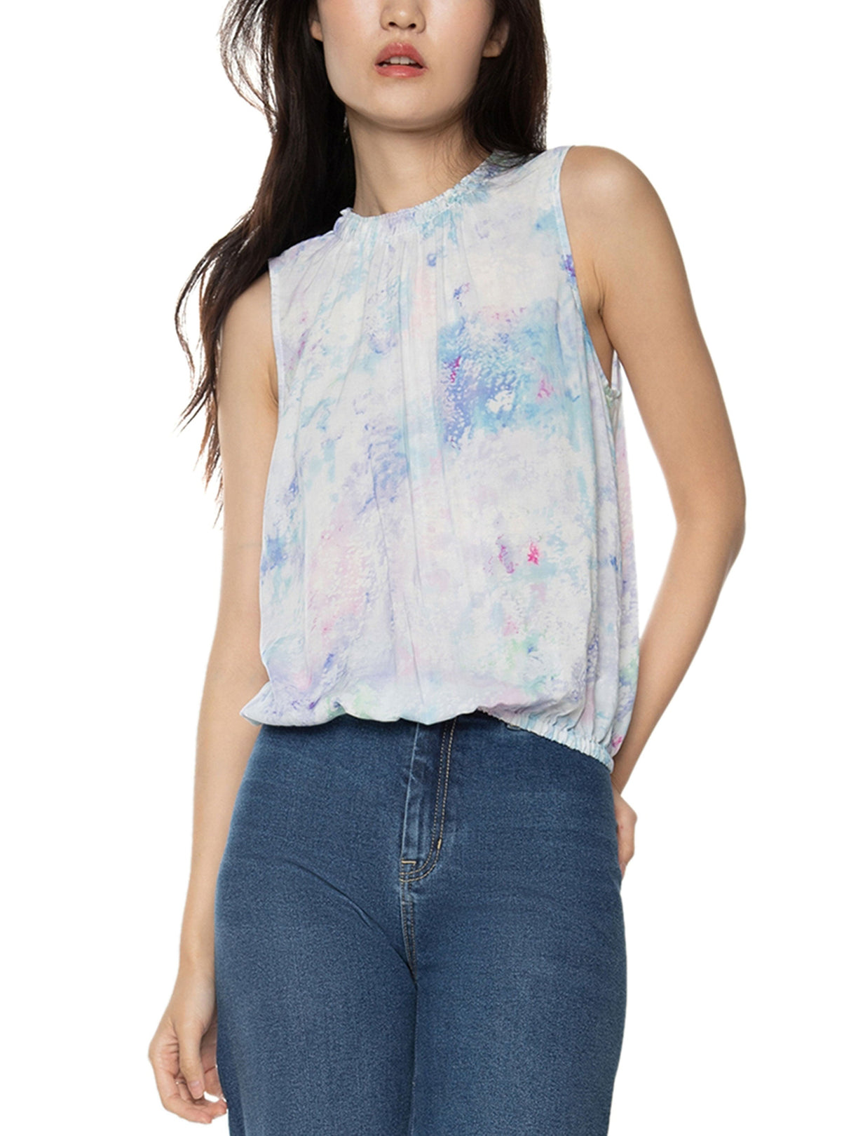 Image for Women's Printed Shirred Top,Multi