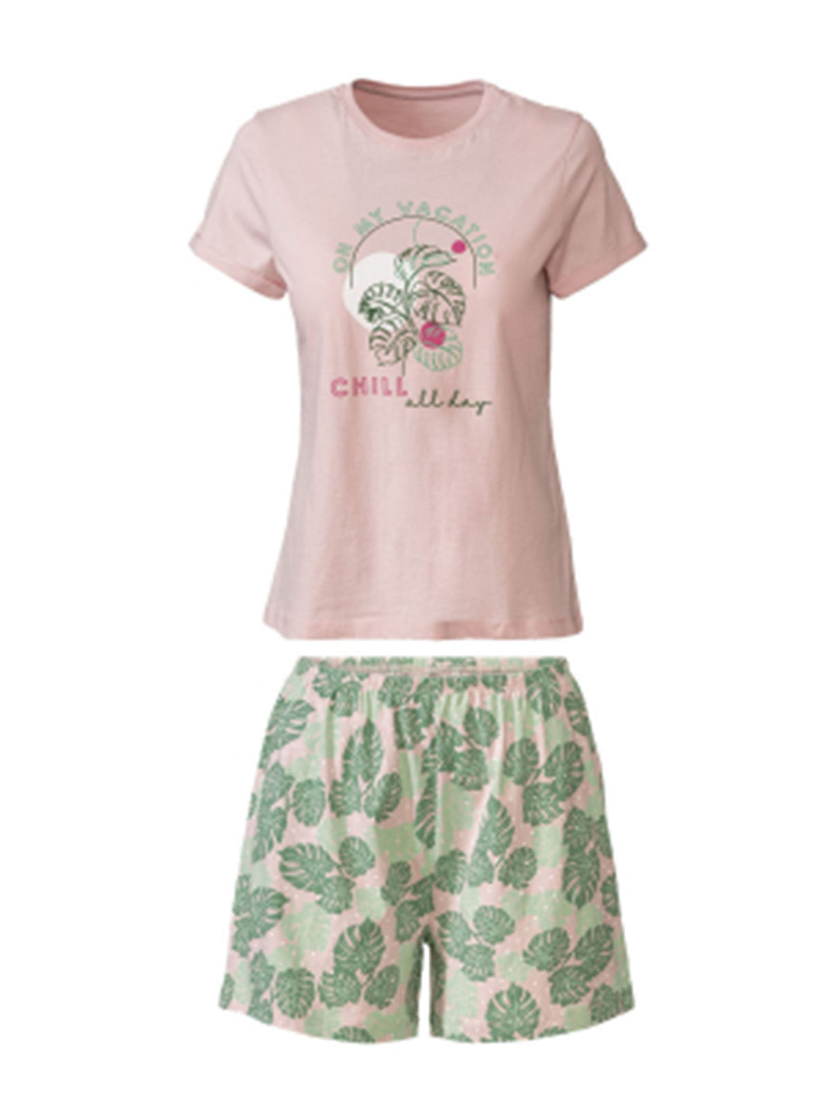 Image for Women's 2 Pcs Printed Pajamas Set,Pink