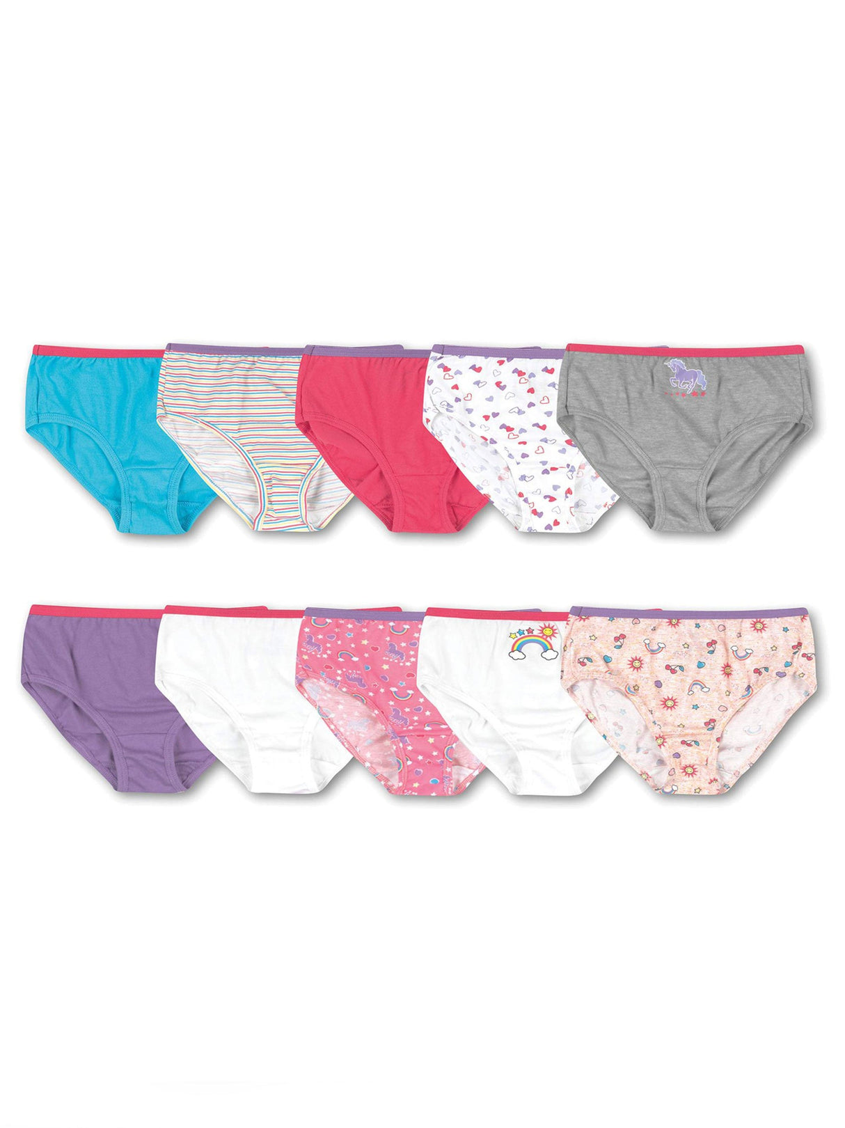 Image for Kids Girl's 10 Pcs Printed Briefs Set,Multi