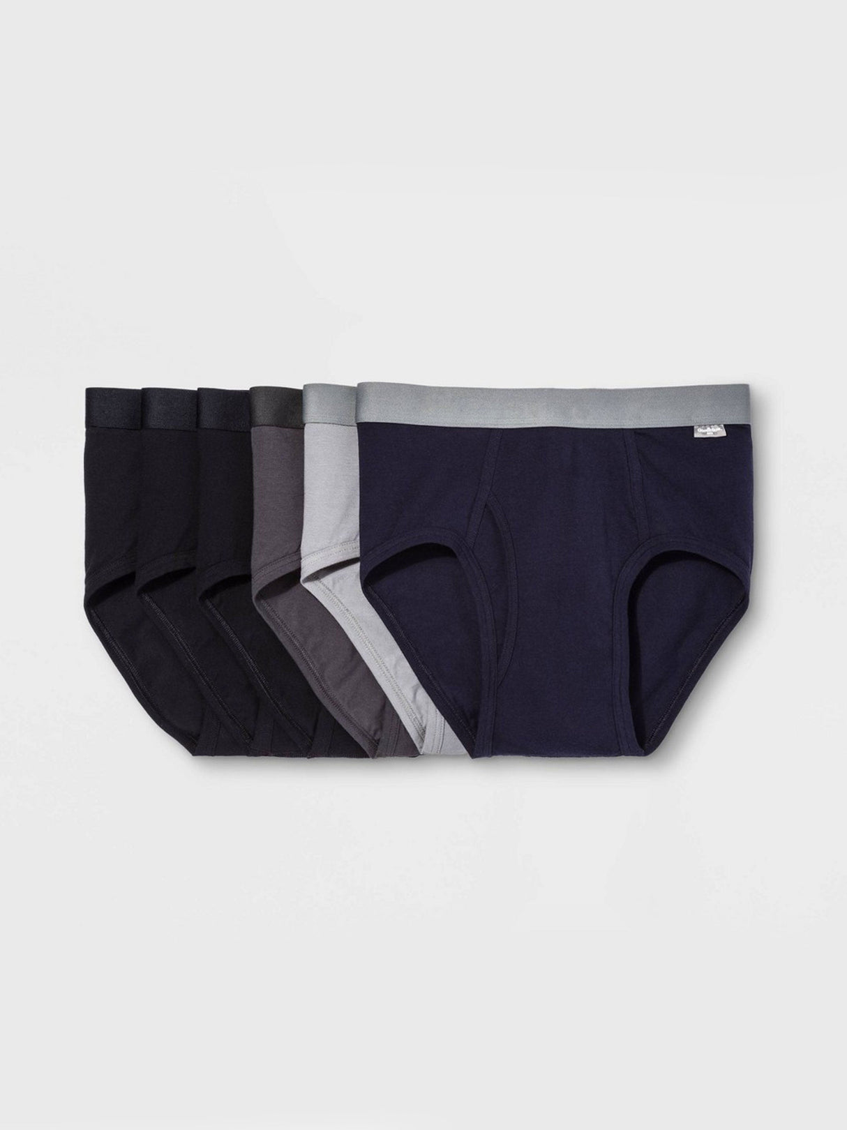 Image for Men's 6 Pcs Plain Briefs Set,Black/Grey