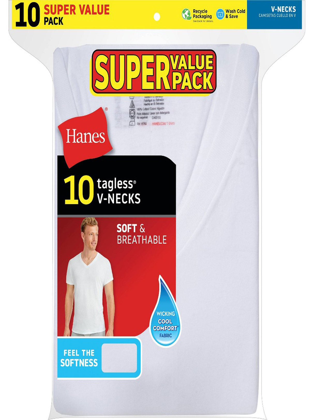 Image for Men's 10 Pcs Plain Underwear T-Shirt Set,White