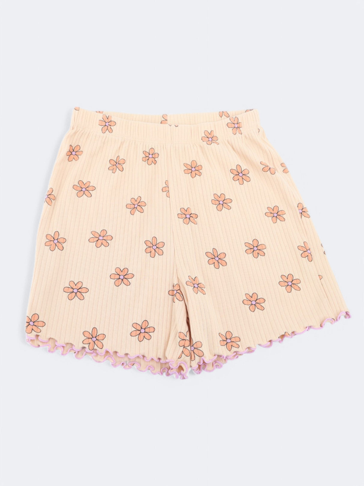 Image for Kids Girl's Printed Ribbed Shorts,Light Beige