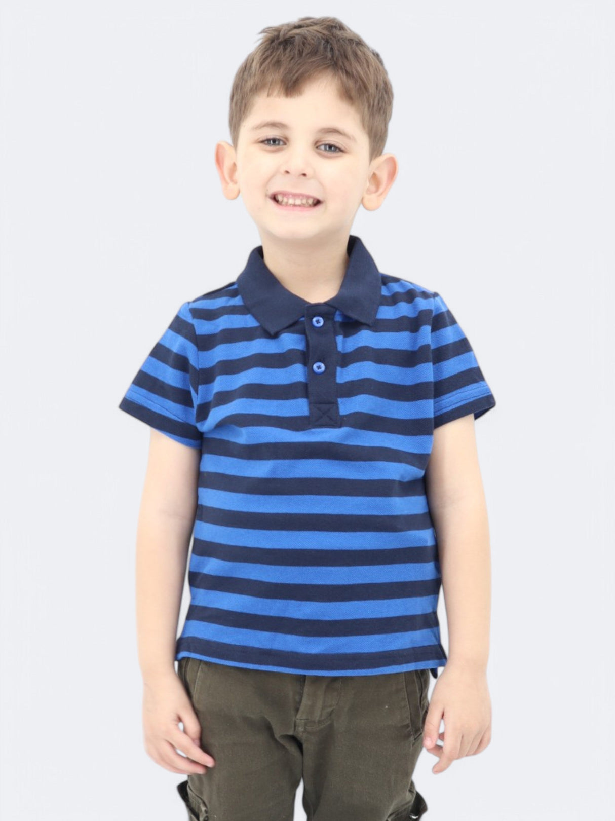 Image for Kids Boy's Striped Polo T-Shirt,Blue/Black