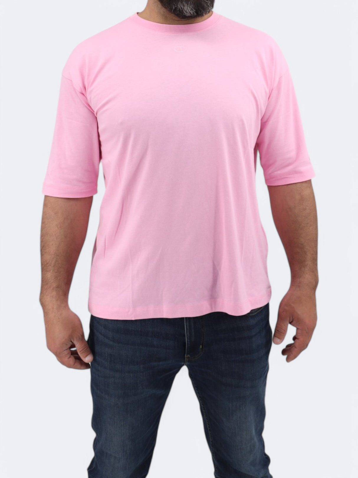 Image for Men's Brand Logo Embroidered T-Shirt,Pink