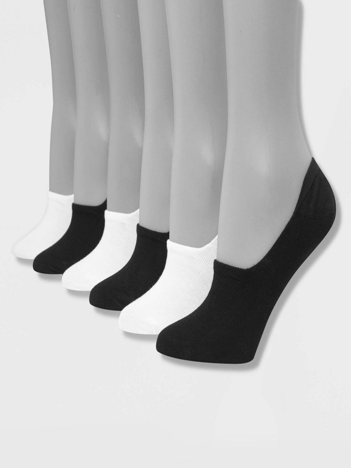 Image for Women's 6 Pairs Plain Socks,Black/White
