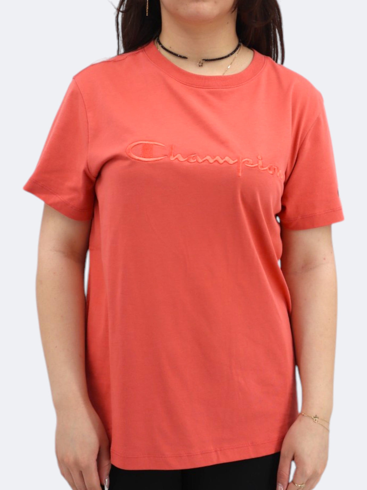 Image for Women's Brand Logo Embroidered T-Shirt,Burnt Orange