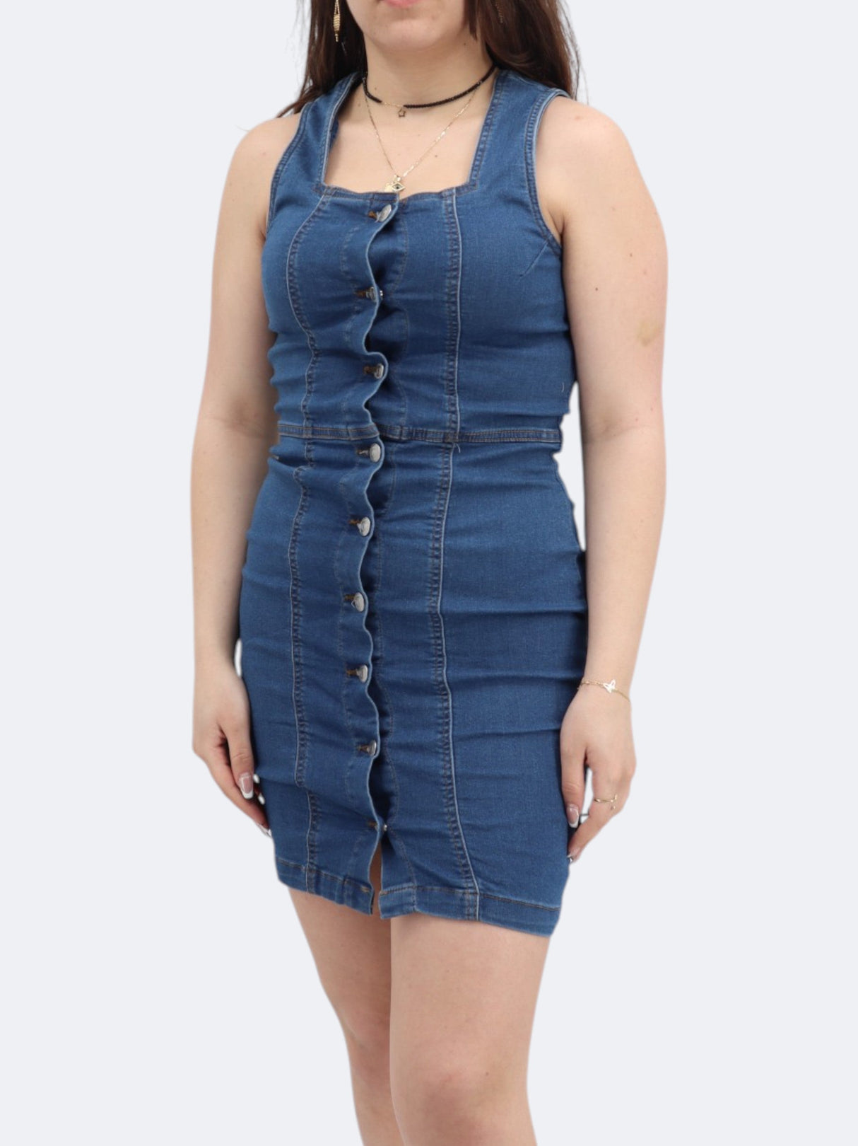 Image for Women's Buttons Down Denim Dress,Blue