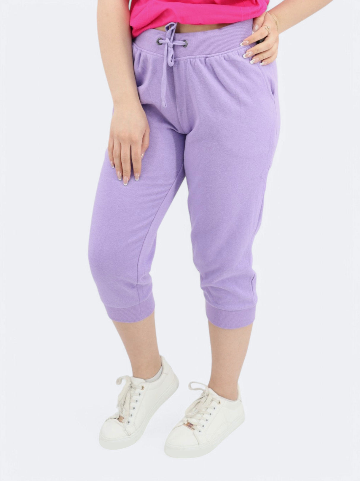 Image for Women's Plain Capri Joggers,Purple