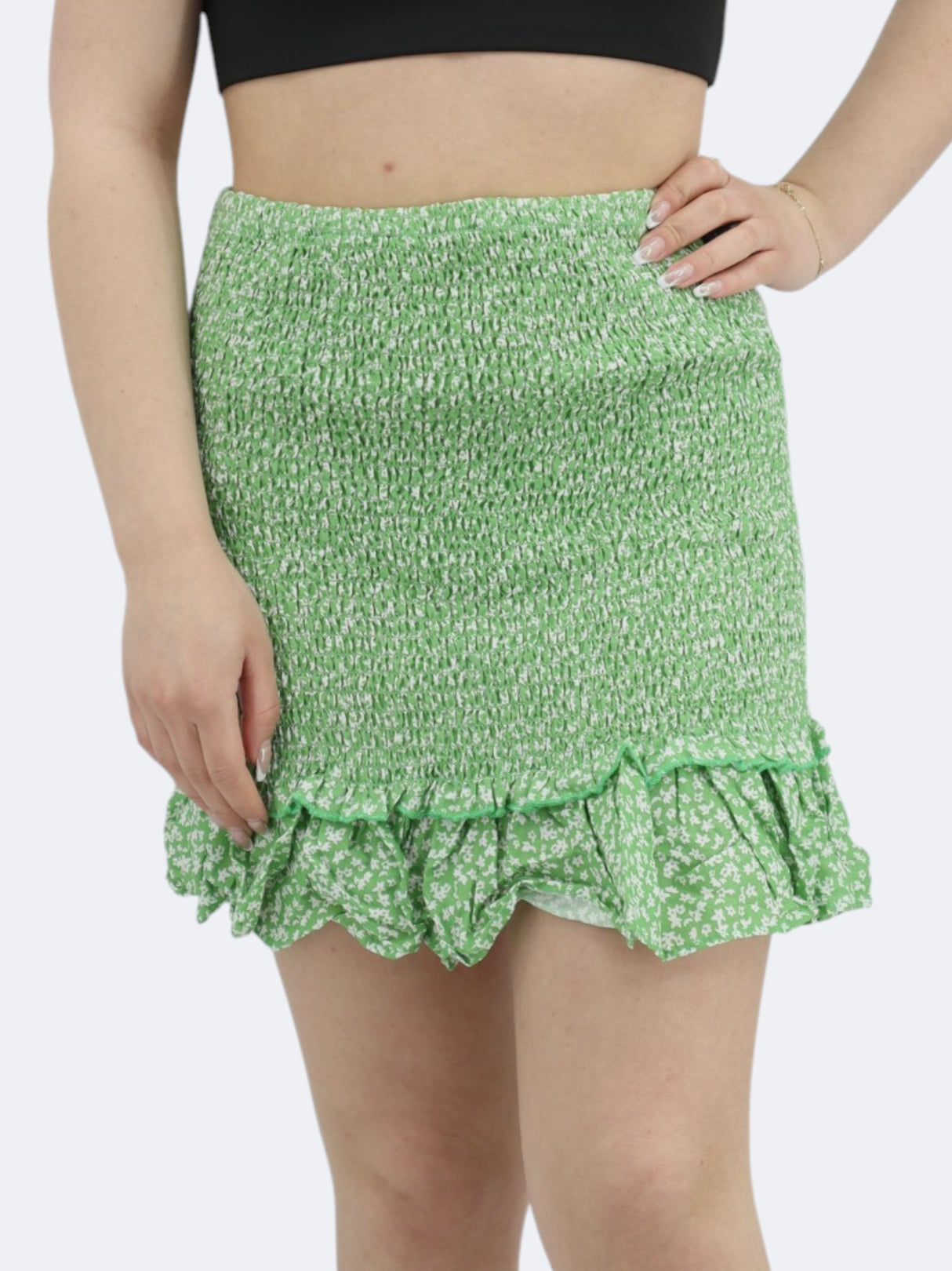 Image for Women's Printed Smocked Skirt,Green